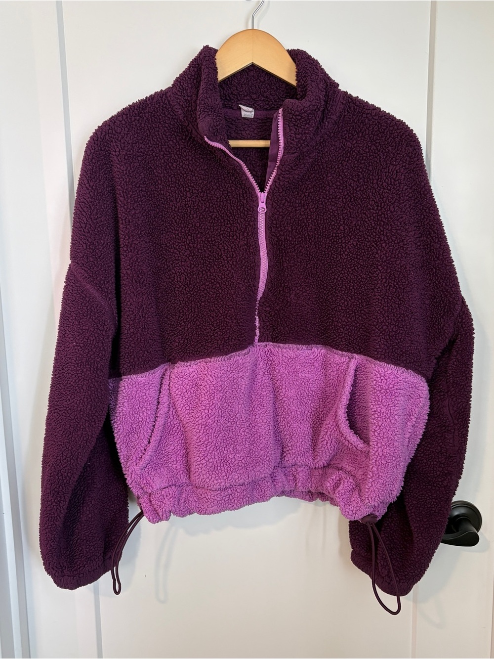 Parade Purple Fleece Teddy Style Pullover Half-zip Jacket
